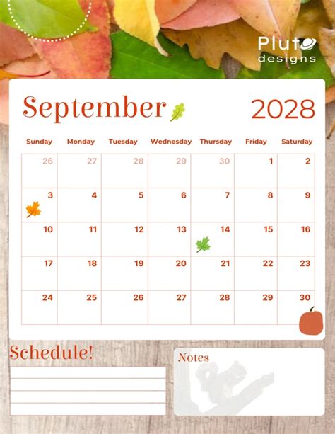 White Simple Fall September Monthly Schedule Template - Venngage