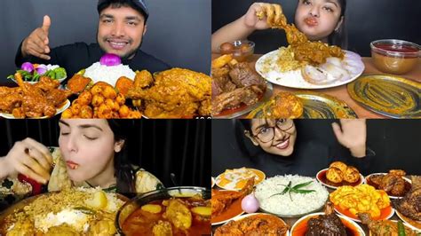 Mukbang India Eating Spicy Lahori Chicken Briyani Fried Rice Eeg Curry