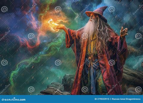 Wizzard Doing Magic Illustration Of A Wizard Immersed In The Act Of