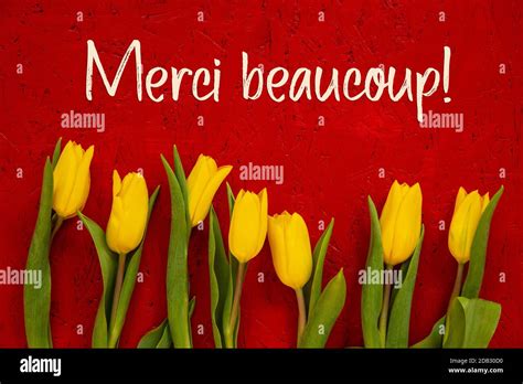 Red Wooden Background With French Text Merci Beaucoup Means Thank You