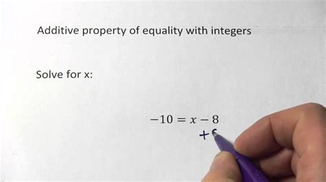 Additive Property Of Equality With Integers Youtube