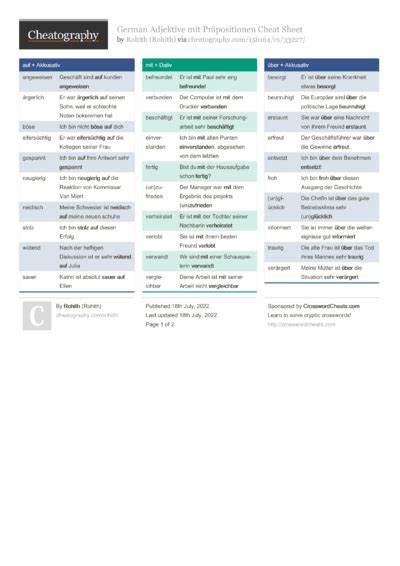 83 German Cheat Sheets Cheat Sheets For Every Occasion