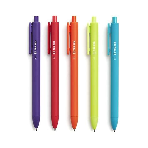 TRU RED™ Retractable Quick Dry Gel Pens, Medium Point, 0.7mm, Assorted ...