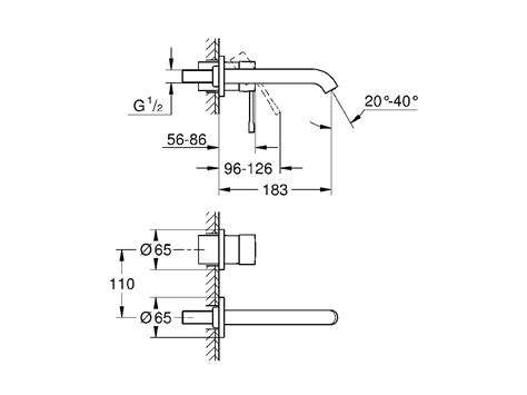 Grohe Essence New Wall Basin Mixer Tap Set Mm Brushed Nickel Star