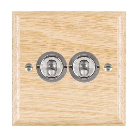 Hamilton Woods Ovolo Light Oak 2 Gang 20ax 2 Way Toggle Switch With Satin Chrome Toggles Ukes