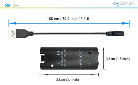 Amazon OSTENT 3600mAh Rechargeable Battery Pack Charging Cable For