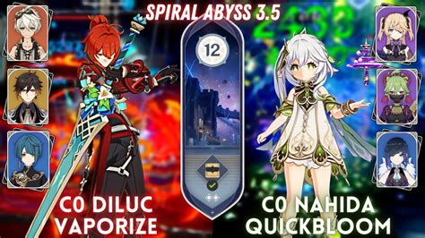 C0 Diluc Vape C0 Nahida Quikcbloom Spiral Abyss 3 5 Floor 12 9