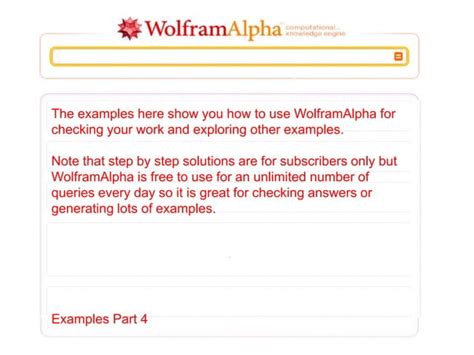 WolframAlpha Examples Part 4 PPT