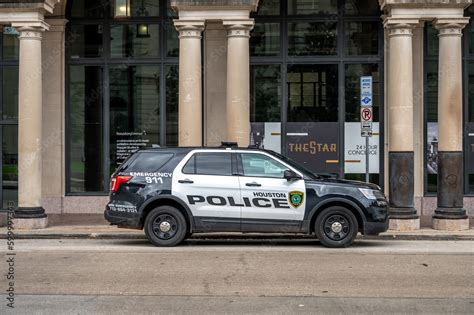 Hoston, Texas - April 8, 2023: Houston Police car in downtown Houston ...