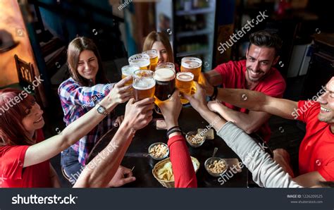 Group People Celebrating Pub Drinking Beer Stock Photo 1226209525 ...