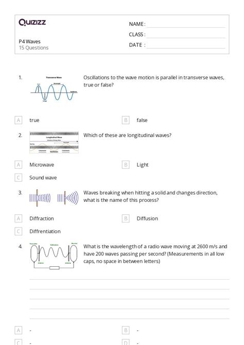 Oscillations And Mechanical Waves Worksheets For Th Year On