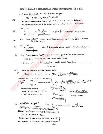 Sinyaller Ve Sistemler Mazeret Sorular Ve Z Mleri Vize Ve Final