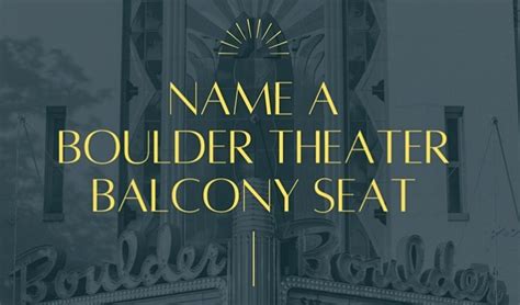 Boulder Theatre Seating Chart