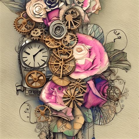 Steampunk Watercolor Flower Bouquet Creative Fabrica