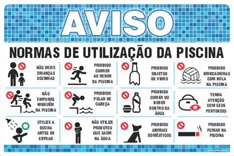 Placa de Aviso de Piscina normas de utilização da piscina proibido