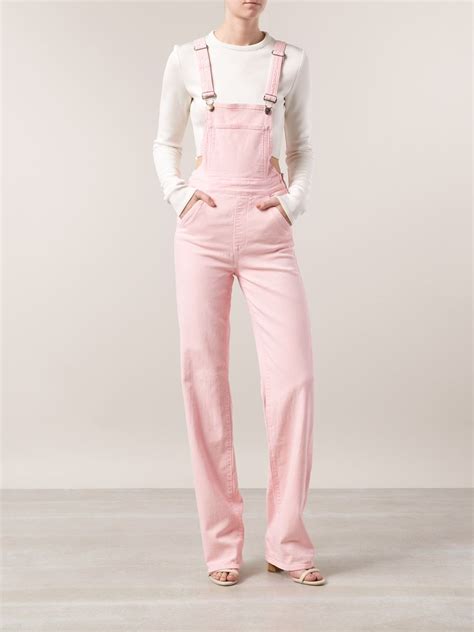 Lyst Wildfox Denim Overalls In Pink