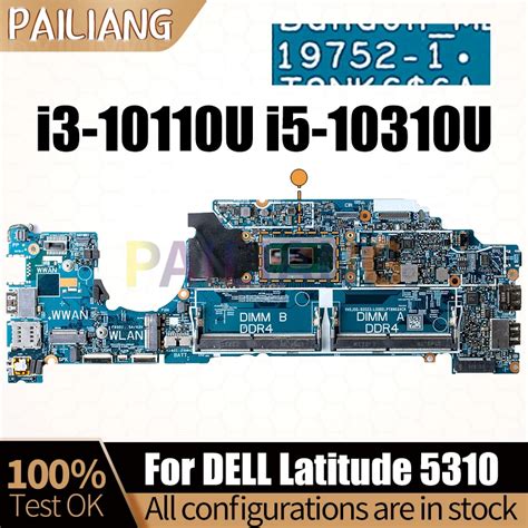 For DELL Latitude 5310 Laptop Mainboard 19752 1 I3 10110U I5 10310U