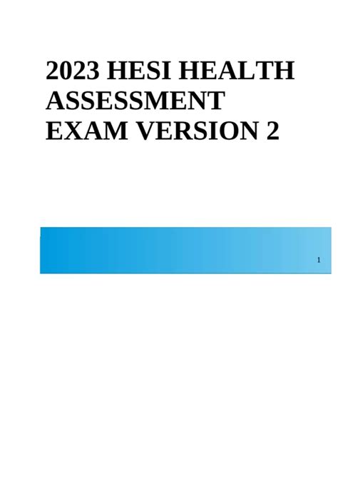 Hesi Health Assessment Exam Version Complete Exam Questions And