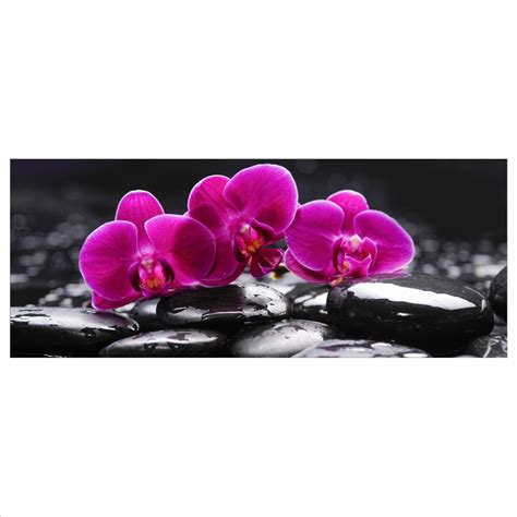 Glasbild 125x50 XL Orchidee Pink Panorama Wandbild Glasbilder Modern