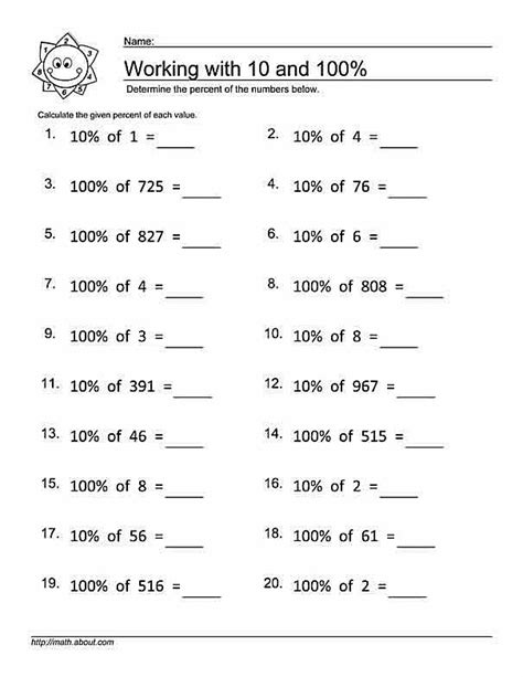 Estimating Percentages Worksheet