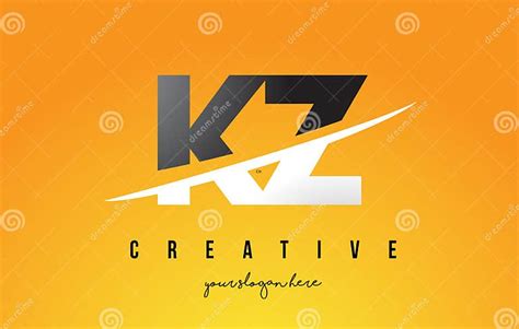 Letra Logo Design Moderno De Kz K Z Con El Fondo Amarillo Y Swoo Ilustración Del Vector