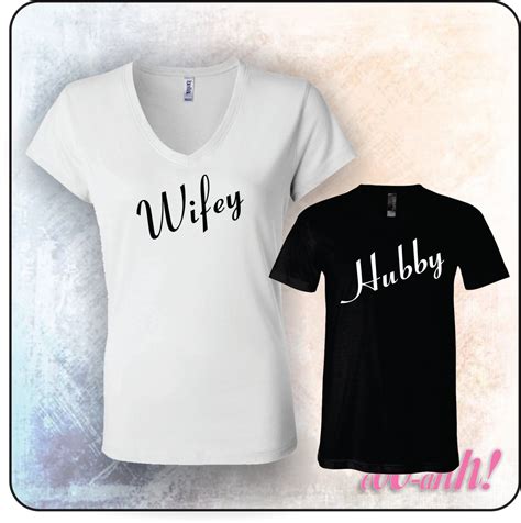 Hubby Wifey Shirts Great Couples Newlyweds Honeymoon Just