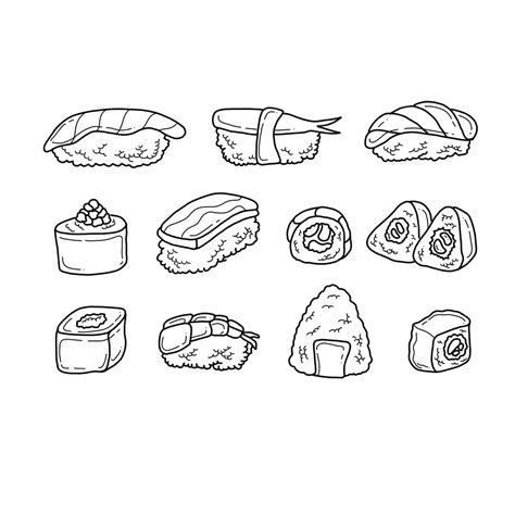 Premium Vector Sushi Handrawn Doodle Illustrations Vector Set