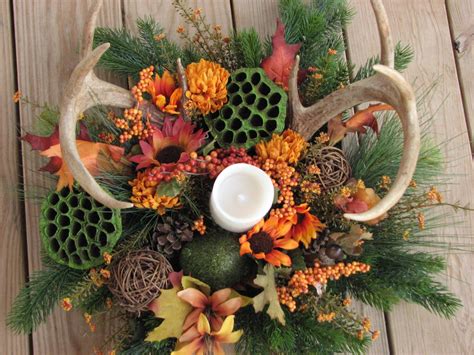 Real Deer Antler Silk Flower Arrangement For Camo Wedding Man Etsy