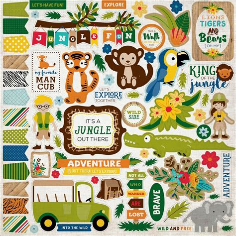 Echo Park Paper Jungle Safari Cardstock Stickers 12 X12 Element