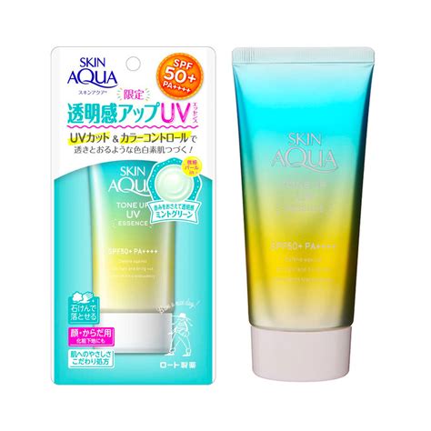 ROHTO Skin Aqua Mint Green Sunscreen Tone Up UV Essence SPF50 - Made in Japan - TAKASKI.COM