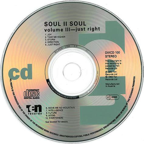 Soul Ii Soul Volume Iii Just Right Cd Album Vinylheaven Your Source For Great Music