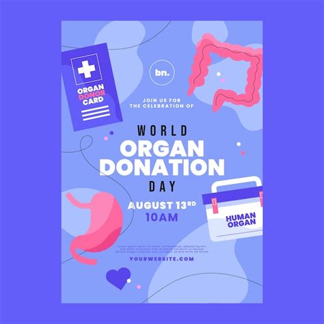 Free Vector Flat World Organ Donation Day Vertical Poster Template