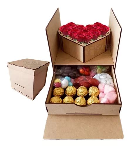 Caja Para Rosas Y Chocolates San Valent N Forma Cubo Coraz N En Venta