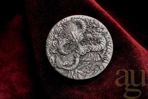 2 Unzen Silbermünze Australien Lunar III Drache 2024 Antik Finish