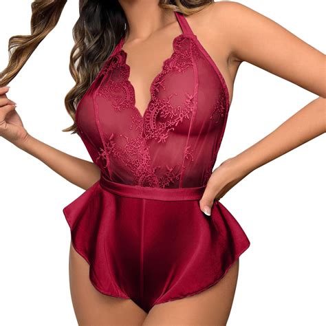 Dmqupv Lingerie Women Lingerie Bodysuit One Piece Lace Halter Teddy