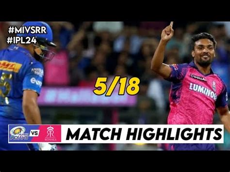 MI Vs RR 38th Ipl Match Highlights 2024 MI Vs RR Ipl Highlights Ipl