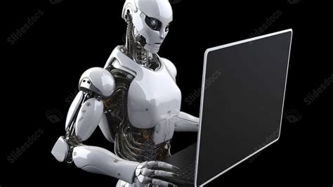 Artificial Intelligence Cyborg Or Robot Displaying A Blank Screen