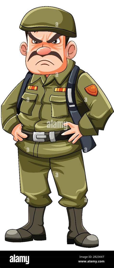 Grumpy army officer cartoon character illustration Stock Vector Image ...