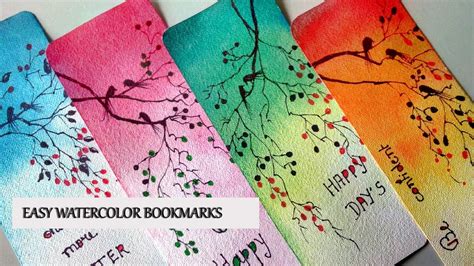 Bookmarks 4 Gradient Wash Technique Watercolor Painting For Beginners