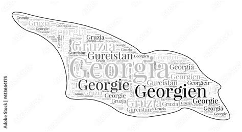 Georgia Shape Filled With Country Name In Many Languages Georgia Map