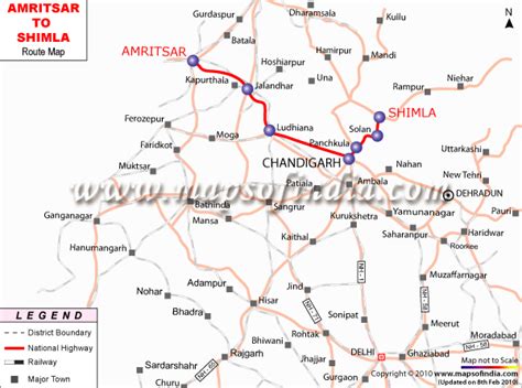 Amritsar to Shimla Route Map