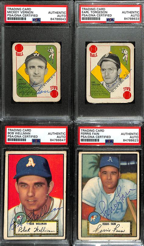 Lot Detail 4 Signed 1951 1952 Topps Cards 2 1951 Blue Backs