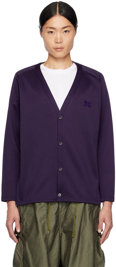 Purple V Neck Cardigan By Needles On Sale