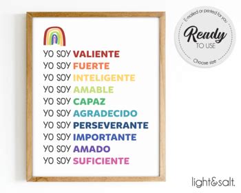 Spanish Positive Affirmations Poster Afirmaciones Positivas Motivational