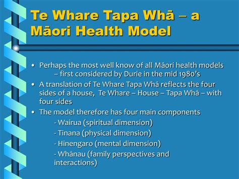 Ppt Te Whare Tapa Whā A Māori Health Model Powerpoint Presentation