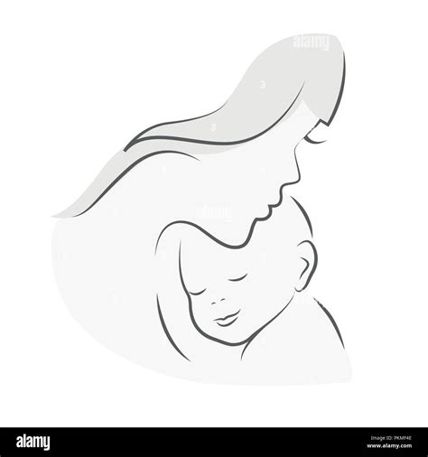 M Re Et B B Maman Embrasse Son Enfant Dessin Illustration Vecteur