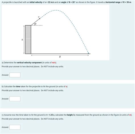 Solved A Projectile Is Launched With An Initial Velocity Of