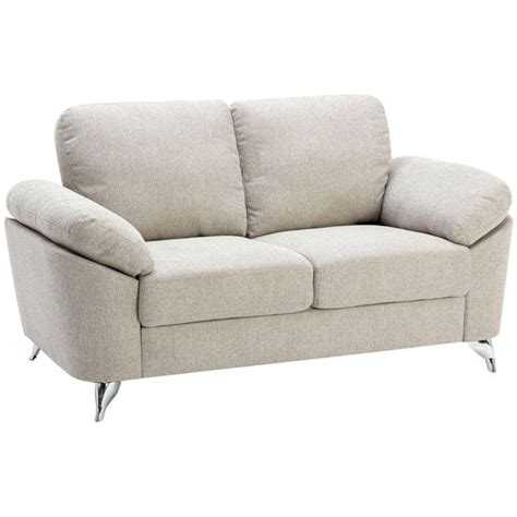 Benjara 34 25 In Light Gray And Silver Solid Polyester 2 Seater