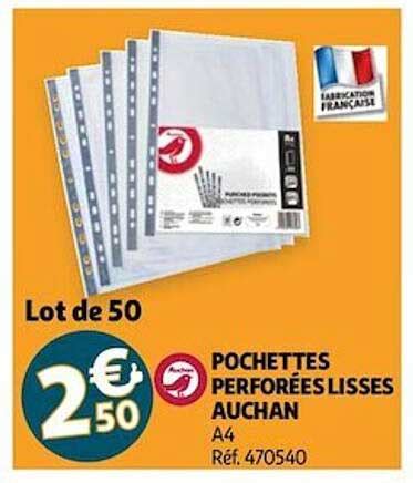 Promo Pochettes Perfor Es Lisses Auchan Chez Auchan Icatalogue Fr