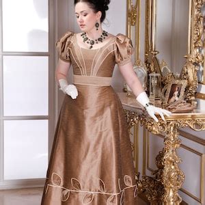 S Biedermeier Dark Beige Dress Late Regency Ballgown Etsy